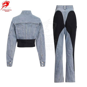 Ensemble assorti de veste et pantalon en jean pour femme de qualité supérieure, coupe confortable, tissu durable et style décontracté moderne - Product Image 2