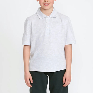Polo d'uniforme scolaire unisexe pour enfants à manches courtes en coton 100% avec broderie personnalisée - Product Image 1