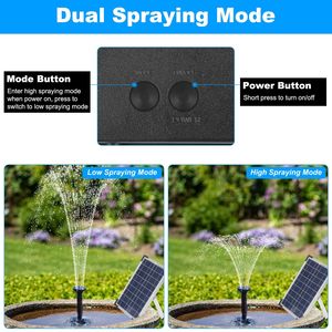 Pompe à eau solaire 2200 mAh, étanche IP68, avec batterie de secours, 2 modes d'arrosage réglables, hauteur réglable, fontaine solaire - Product Image 2