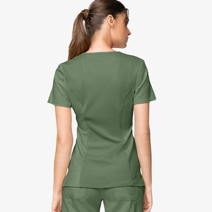 Hauts de blouse en polyester tricoté pour femmes 2026, couleur et logo personnalisés, manches courtes, confortables, pour usage hospitalier, détection des aiguilles, vente en gros - Product Image 4