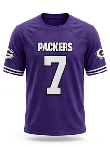 Jersey de Fútbol Americano Personalizado Morado, Transpirable, de Poliéster, Manga Corta, Uniforme de Equipo, Número Personalizado, Ropa Deportiva al por Mayor - Product Image 1