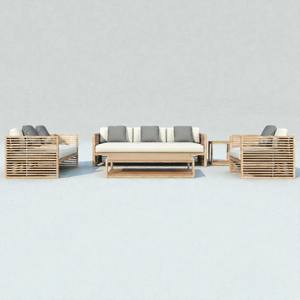 Mesa de Centro Moderna de Madera de Teca para Exteriores, Rectangular, de Doble Nivel, de Perfil Bajo, para Sala de Estar o Jardín - Product Image 6