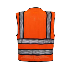 Chaleco de Seguridad Reflectante Naranja Reversible para Hombre, Transpirable, de Poliéster/Algodón, Informal, para Verano, con Cuello en V - Product Image 4