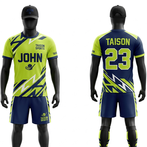Ensemble de maillots de Floorball en polyester maille 180 GSM de qualité supérieure, design à panneaux jaune et bleu, avec logo personnalisé par sublimation - Product Image 2
