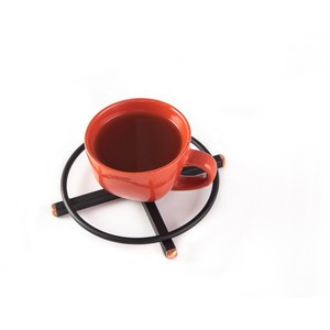Sous-verre rond moderne en acier inoxydable avec accents en cuivre, protection anti-chaleur pour tasses à café - Product Image 3