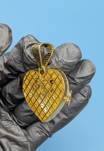 Colgante de corazón de plata de ley 925 bicolor con moissanita, pasa la prueba del diamante, colgante con nombre personalizado, estilo Hip Hop y Rapper - Product Image 4