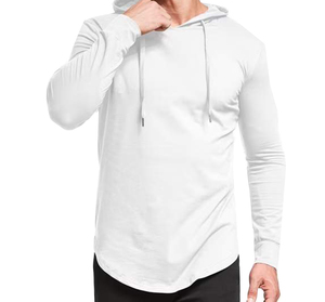 Sweat-shirt à capuche blanc pour homme, manches longues, couleur unie, tricoté en polyester, respirant, décontracté, pour le printemps, qualité supérieure - Product Image 3