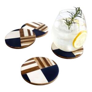 Posavasos Redondos de Resina y Madera de 300 mm de Diámetro, Posavasos Modernos Personalizados, Resistentes al Calor, Reutilizables, para Decoración de Mesa del Hogar - Product Image 1