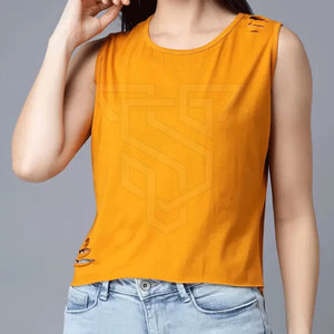 Camiseta sin Mangas de Algodón y Fibra de Bambú de Alta Calidad para Mujer, Logotipo Personalizado, Transpirable, de Secado Rápido, Servicio OEM, Tela de 220g, Informal y Deportiva - Product Image 6