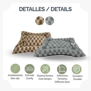 Disponibile in Grigio e Marrone, 3 Misure (S/M/L), Cuccia per Cani Antiscivolo a Quadretti - Product Image 5