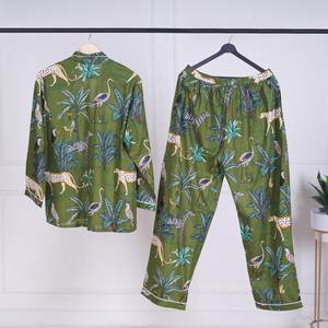 Conjunto de Pijama de Manga Larga con Estampado Floral y Rayas Verticales para Mujer, Hecho a Mano, de Algodón, para Descansar en Casa, de Secado Rápido, Elegante, para Primavera/Verano - Product Image 6