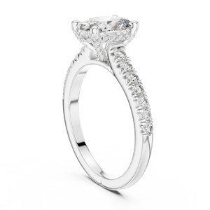 Anillo de Compromiso Art Deco con Moissanita Ovalada Creada en Laboratorio, Proyecto Vinson, con Banda Pavé, Anillo de Lujo de Acero Inoxidable - Product Image 3