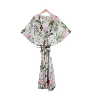 100% Cotton Women Summer Clothing Regular Kaftan <b>Dress</b> <b>Plus</b> <b>Size</b> Floral Print Sleepwear Beachwear Eco-Friendly Washable - Product Image 1