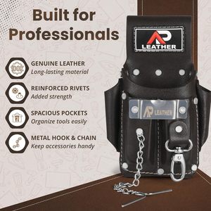 High Quality OEM Custom Logo Electrician Carpenters Leather Tool Pouch Bag 100% Leather Custom Color Size 200 lb Capacity <b>Hook</b> - Product Image 4