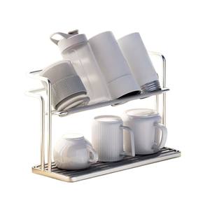 Cup & Mug Drying <b>Rack</b> With Removable Drainer Tray For Quick Drainage Kitchen Counter Organizer For Glasses And Water Bottles - Product Image 3
