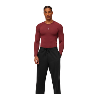 Compression Fit Long Sleeve Tshirt in <b>Red</b> for <b>Men</b> Gymwear Activewear and Workout Apparel with Stretchable Breathable Fabric - Product Image 4
