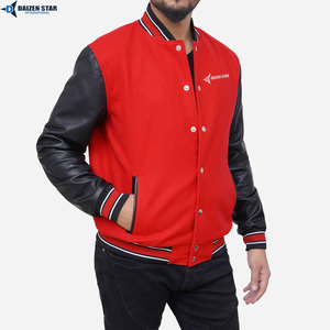 Wool Body Leather Sleeve Varsity <b>Jacket</b> Custom Embroidered Letterman <b>Jacket</b> - Product Image 4