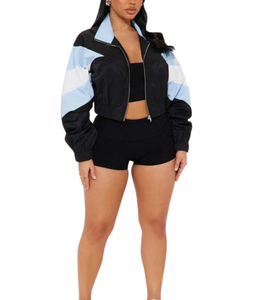 New Fashionable Breathable <b>Zip</b> <b>Up</b> <b>Crop</b> Top Plus Size Outdoor Street Wear Women Windbreaker Jackets - Product Image 3