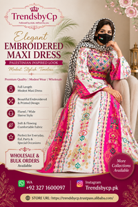Robe maxi élégante brodée et modeste pour femmes de TrendsbyCp |   Look d'inspiration palestinienne |   Vêtements de mode musulmane en gros pour l'Aïd - Product Image 6