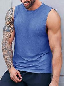 เสื้อกล้ามออกกำลังกายผู้ชายคุณภาพสูง ผ้าฝ้ายผสมโพลีเอสเตอร์ เสื้อกีฬา เสื้อซิงเกิล เสื้อกล้ามออกกำลังกายสำหรับฤดูร้อน - Product Image 3