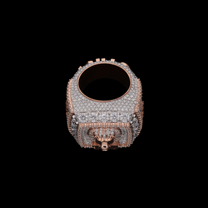 Anillo de Plata 925 con Baño de Oro Rosa, Diamantes Cultivados en Laboratorio y Moissanita, Diseño de Cabeza de León, Estilo Hip Hop, para Hombre, Color D, para Fiestas - Product Image 5