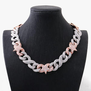 Collar de Cadena Cubana Gruesa de Plata de Ley 925 Chapada en Oro con Diamantes de Moissanita Estilo Hip Hop para Mujer - Product Image 1