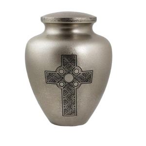 Urna de cremación para adultos de diseño cruzado, urnas conmemorativas con acabado antiguo de peltre para humanos, urnas de cremación de Metal hechas a mano, lo último - Product Image 1