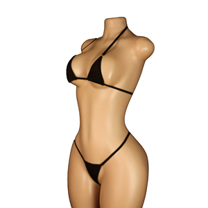Ensemble bikini dos nu noir pour femme OEM, deux pièces, couleur unie, en Spandex et Nylon, maillot de bain avec bas string, coupe extensible, style classique - Product Image 5