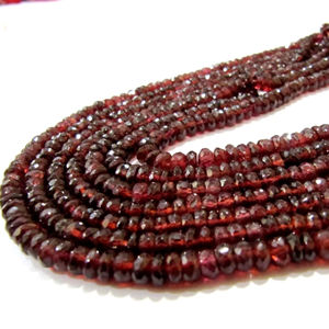 Cuentas facetadas de granate natural de Mozambique en forma de rondel, 8 pulgadas de largo - Product Image 1