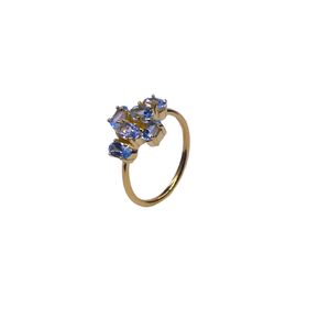 Anillo Clásico de Plata de Ley 925 Chapado en Oro con Topacio Azul para Mujer, Joyería para Bodas - Product Image 1