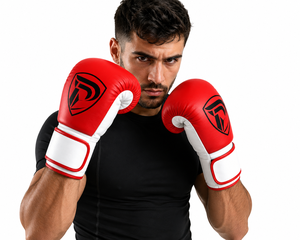 Guantes de Boxeo Profesionales Portátiles Rojos y Blancos Dumela International, Cuero Genuino, Empaque Personalizado, Alta Calidad, Verticales - Product Image 2