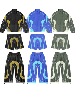 Conjunto Deportivo Sublimado 100% Nailon de Secado Rápido, Chaqueta con Cremallera y Pantalón Corto, Corte Holgado, Estilo Deportivo de Verano para Adultos - Product Image 5