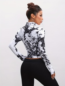 Running Sports Fitness Clothing Long Sleeved Hooded <b>Yoga</b> <b>Jacket</b> Women's Autumn <b>Yoga</b> Coat Top Stand Collar Slim Fit Solid Color - Product Image 2