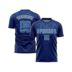 Maillot de football personnalisé imprimé par transfert thermique, respirant, 100 % polyester, pour homme, à manches courtes, anti-humidité, coupe classique, devant - Product Image 1