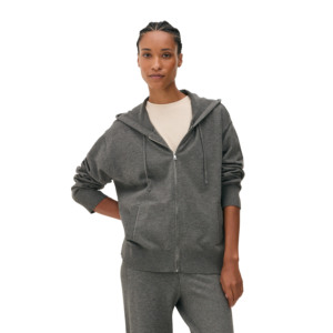 Conjunto Deportivo de 2 Piezas para Mujer, con Capucha, Tejido de Felpa, Color Gris, Corte Regular, Estilo Casual, Color Sólido, 100% Algodón, Transpirable - Product Image 3