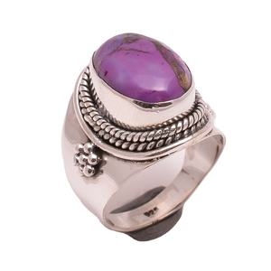 แหวนแต่งงานเงินแท้สี925สำหรับผู้หญิงเด็กผู้หญิงเครื่องประดับทองแดงเทอร์ควอยซ์สีม่วงธรรมชาติสำหรับผู้หญิงแหวนหมั้น - Product Image 1