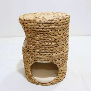Natural Water Hyacinth 2-Tier Multifunctional Cat House Cave Bed Washable <b>Cushions</b> Eco-Friendly Living Room Pet Furniture All - Product Image 4