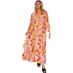 Vestido largo informal con estampado floral para mujer, estilo línea A, para vacaciones - Product Image 1