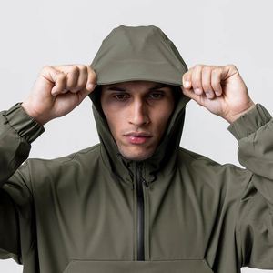 Hot Sale Custom Logo Fashion Windbreaker <b>Jacket</b> for <b>Men</b> Women <b>Long</b> Winter Season Breathable Canvas Hooded Collar Running Style - Product Image 2
