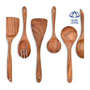 Juego de Cucharas de Madera en OFERTA - Utensilios de Cocina de Mango Largo para Remover, Servir y Más - OEM Disponible - Product Image 1