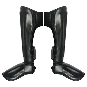 Lightweight Leather Shin Guards with Non-Skid Foot and Knee Protection for Kickboxing MMA All Sports <b>Stand</b>-Up Shin Pads - Product Image 5