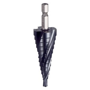 Punta da trapano a gradini in acciaio HSS cobalto da 3/16 e 7/8 pollici, con codolo esagonale da 1/4 di pollice, rivestimento TiAlN, a quattro spirali, multiuso - Product Image 6