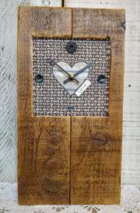 Reclaimed Wood <b>Heart</b> <b>Clock</b>, Handmade Farmhouse Cottage Core Decor - Product Image 2