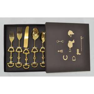 Juego de cubiertos de lujo para servir queso, con mangos estilo herradura, cubiertos decorativos con abridor de botellas y cartas, en caja de regalo de lujo. - Product Image 2