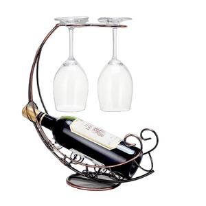 Soporte de botella de vino con diseño de Luna, botella de decoración y vidrio, chapado en cobre antiguo a precio barato de la India - Product Image 1