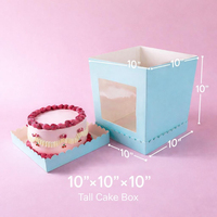 Boîte à gâteau carrée haute jetable et biodégradable, respectueuse de l'environnement, avec fenêtre |   Emballage de boulangerie en carton de 10 pouces