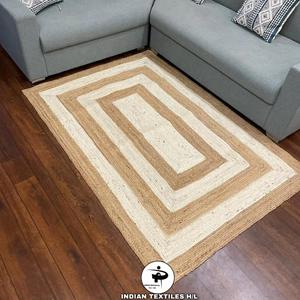 Alfombra de yute negro trenzado con diseño de caja decorativa moderna, revestimiento de suelo de diseño geométrico hecho a mano directo de fábrica ITHL - Product Image 2
