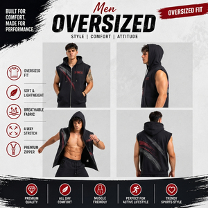 Customized Printed <b>Sleeveless</b> Hoodie Full Zipper Oversized Hooded Sweatshirt French Terry Sports Style <b>Sleeveless</b> <b>Hoodies</b> Men - Product Image 5