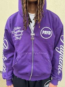 Sweat-shirt à capuche en polaire Rexfit Sports violet avec détails en strass, impression personnalisée, unisexe, décontracté, vêtements d'automne, sweat-shirt pour homme - Product Image 2