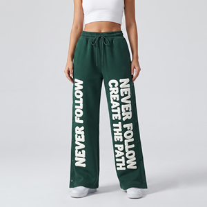 Joggers en molleton à taille haute avec logo personnalisé, imprimés en relief, pour hommes, 450 g/m², en molleton bouclette épais, coupe ample et évasée, haute qualité - Product Image 6